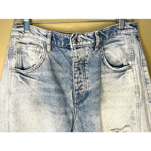 Free People We The Free Good Luck Mid Rise Barrel Jeans Barnyard Blue 28 - Picture 3 of 15